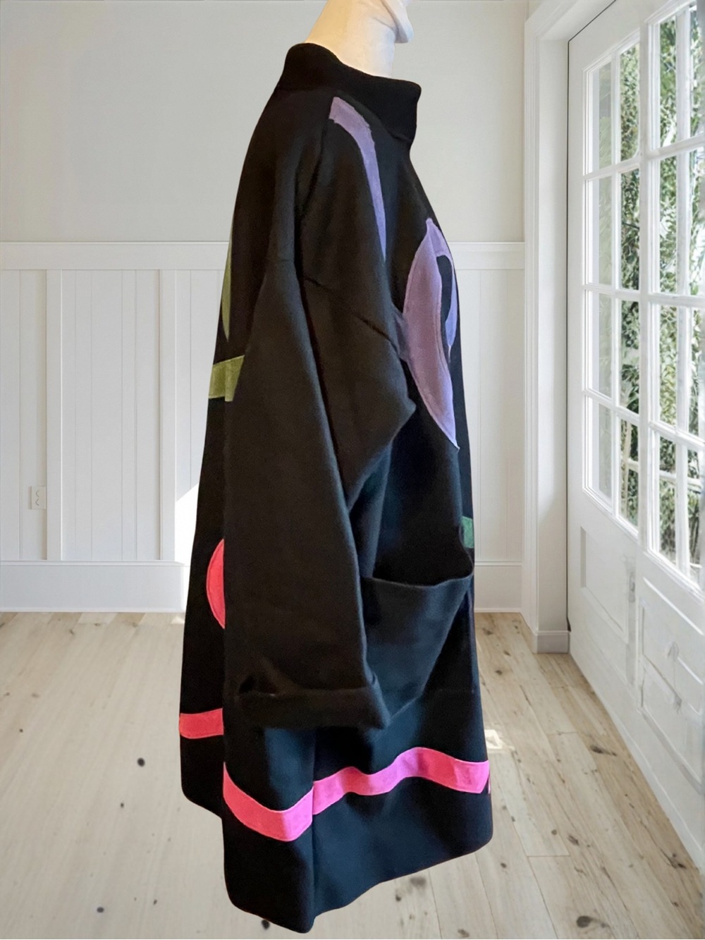 Vintage OSGOOD SMÜK Women’s Wool Swing Coat 80s Wearable Art Suede Jacket OSFM - Picture 5 of 16